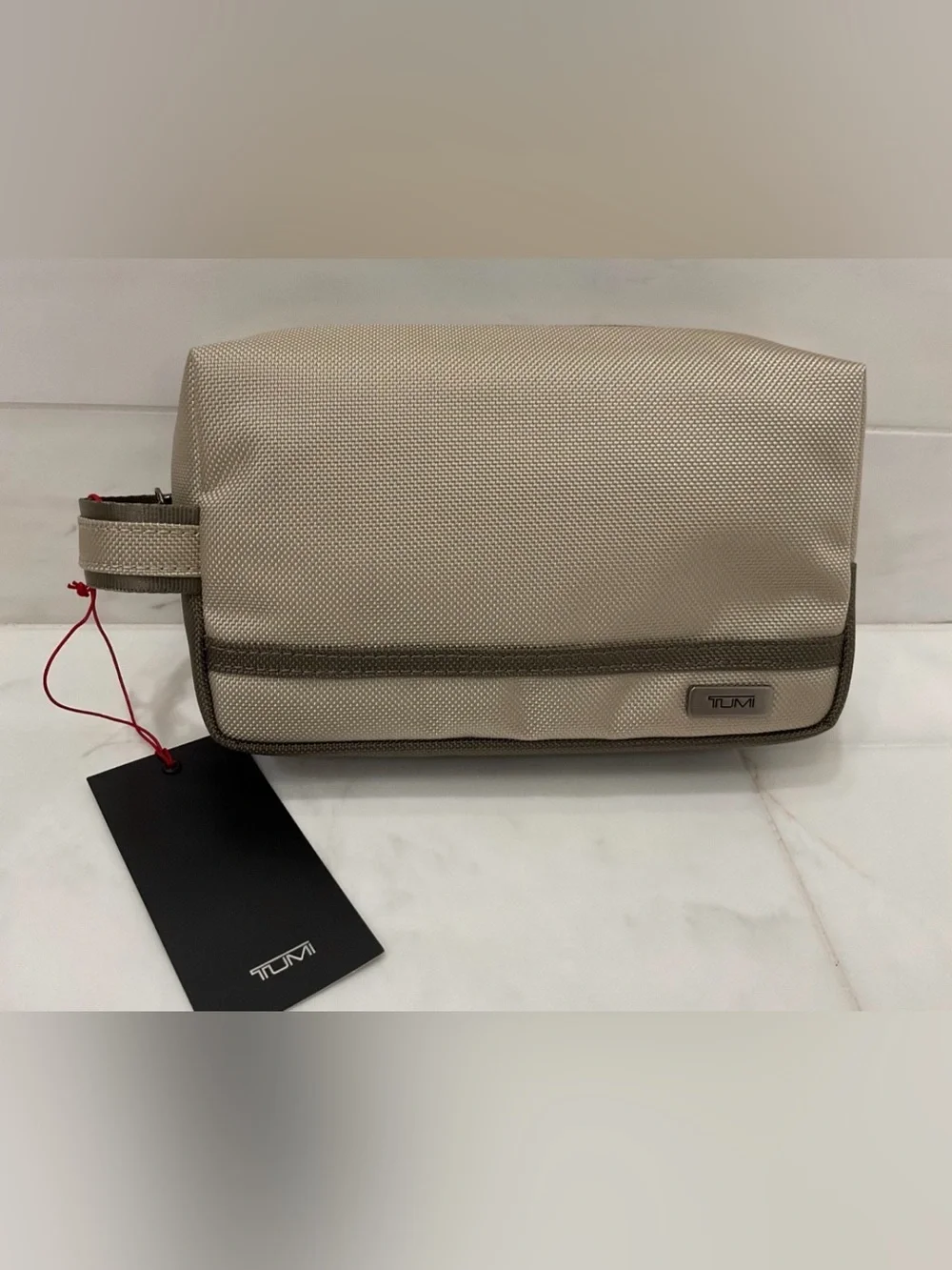 NEW - TUMI Ballistic Nylon Zippered Medium Kit Pouch - Cosmetic Bag - TONAL SAND